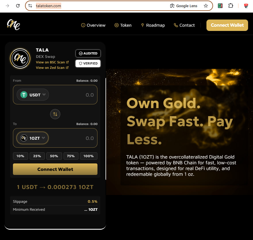 وب سایت talatoken[.]com برای عرضه توکن TALA